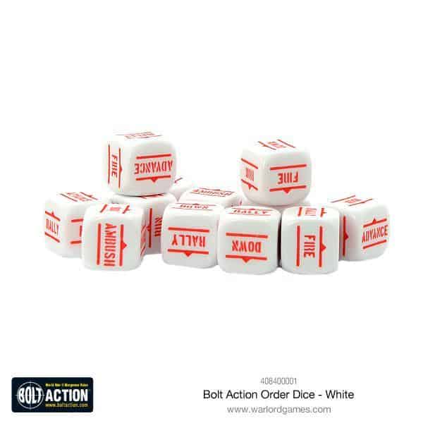 Bolt Action Orders Dice White (12)